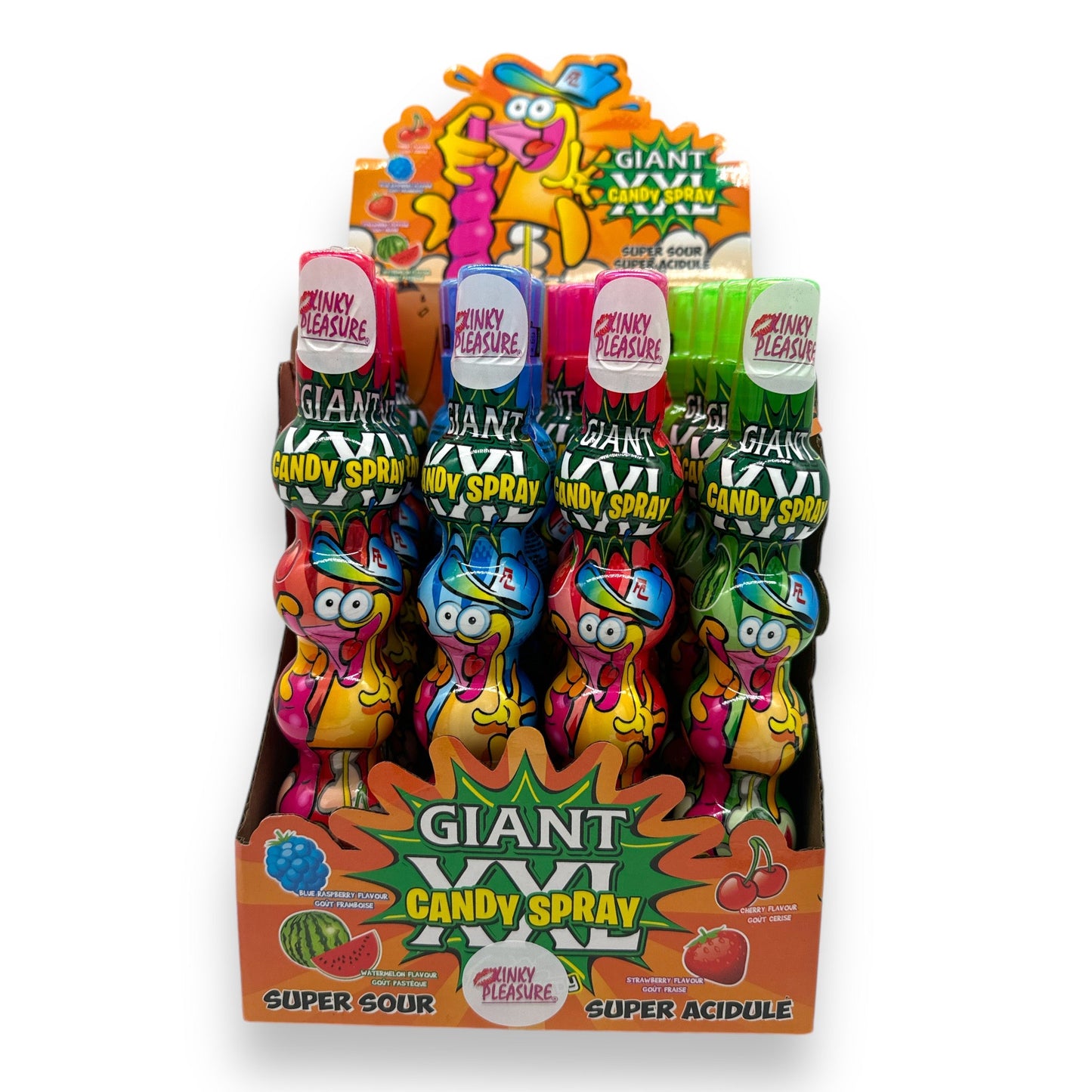 Kinky Pleasure - AC160 - Giant XXL Candy Spray - 16 Stuks Display - 4 Smaken