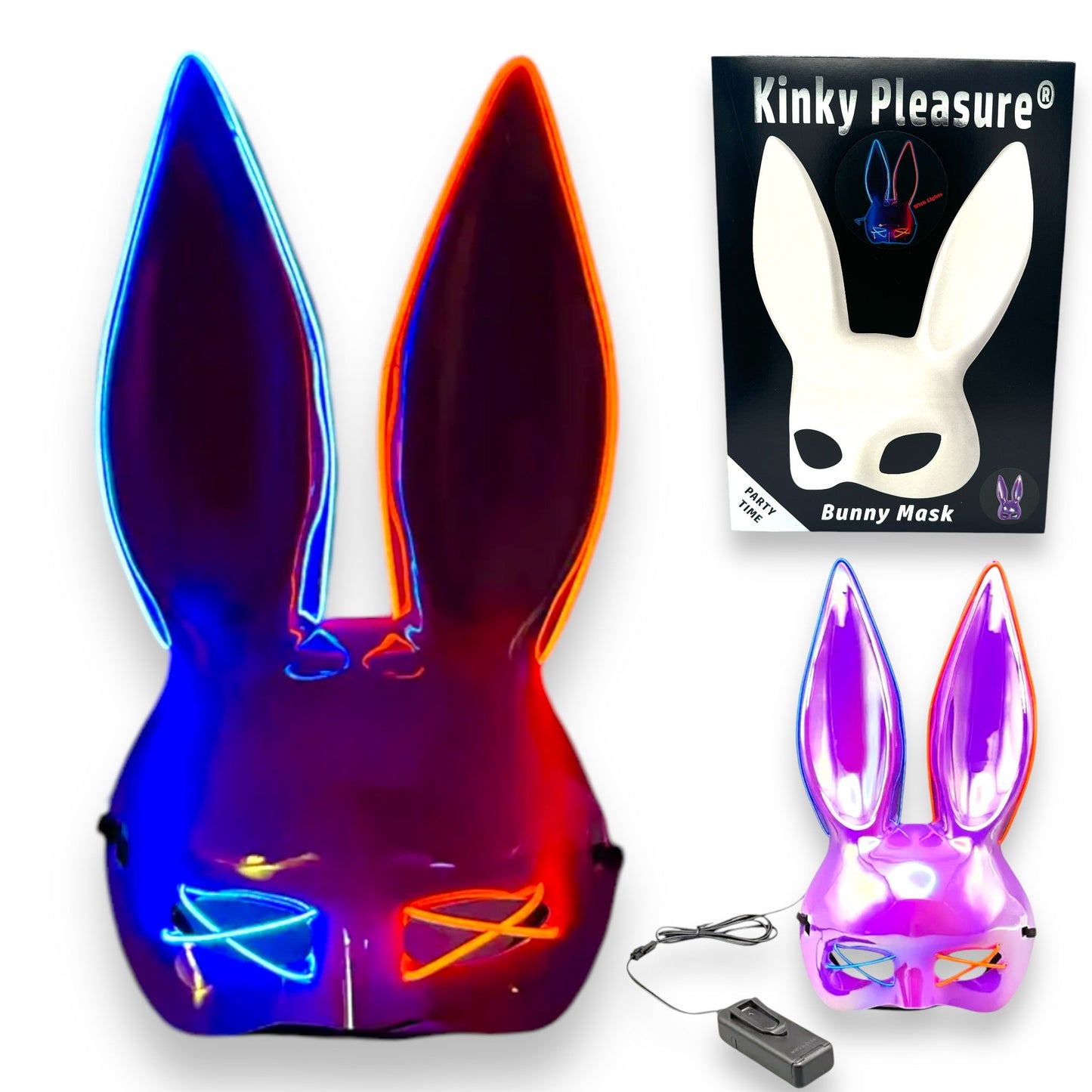 Kinky Pleasure - KP002 - Bunny Mask Deluxe - Met Lichten - 4 Kleuren