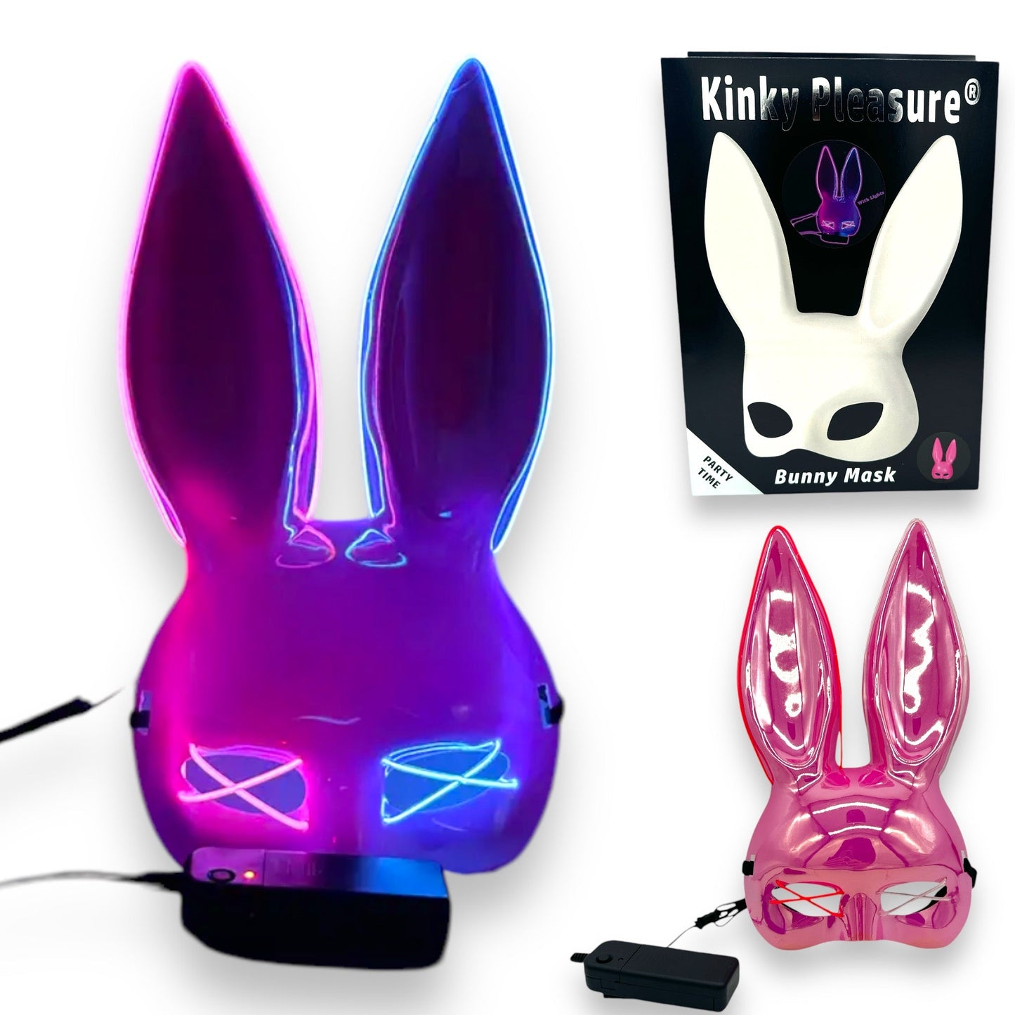 Kinky Pleasure - KP002 - Bunny Mask Deluxe - Met Lichten - 4 Kleuren