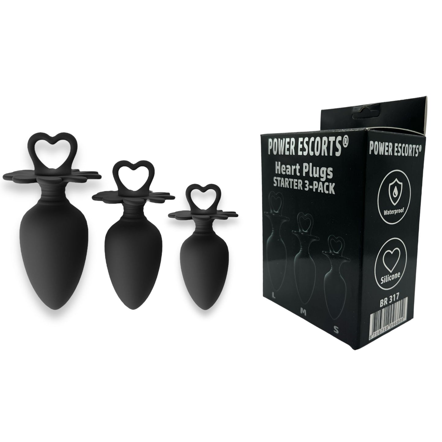 Power Escorts Heart Plug Anal Starter 3-Pack  - S, M & L - Silicone