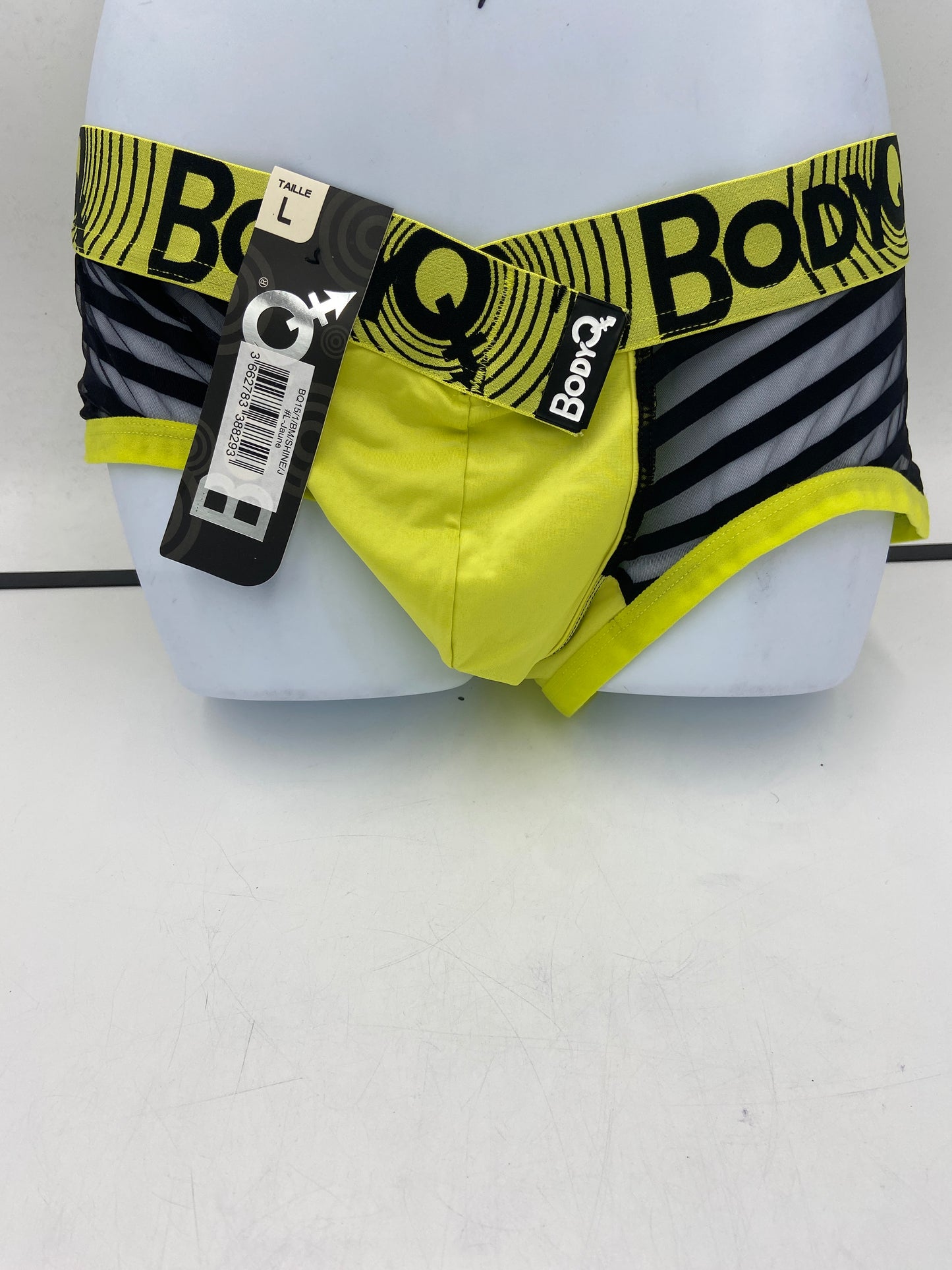 BodyQ Sexy Heren Boxershort – Geel met Net Zwart – Erotische Herenlingerie – Maten S t/m XL