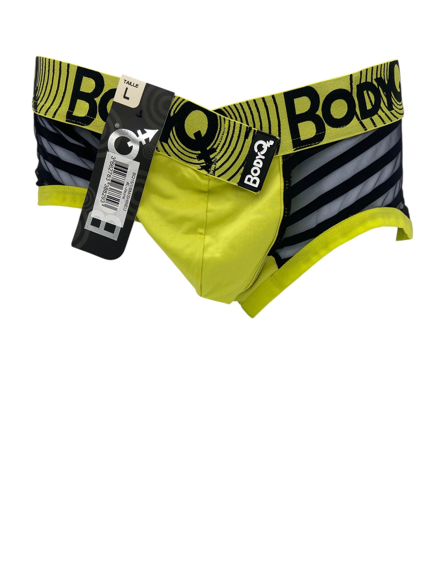 BodyQ Sexy Heren Boxershort – Geel met Net Zwart – Erotische Herenlingerie – Maten S t/m XL