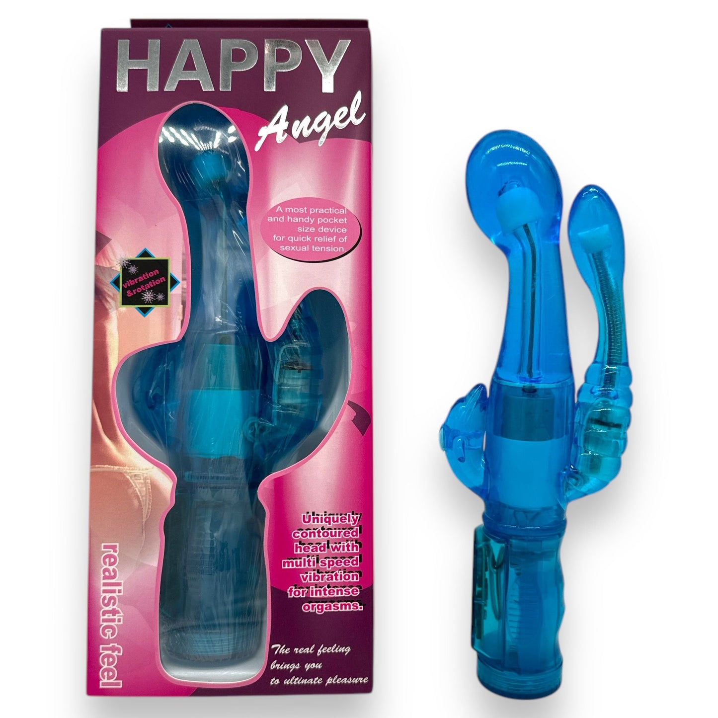 Trendy Deals - TD11148 - Happy Angel Roterende Vibrator 23 CM / 9 Inch - Blauw - Mooie Kleurbox