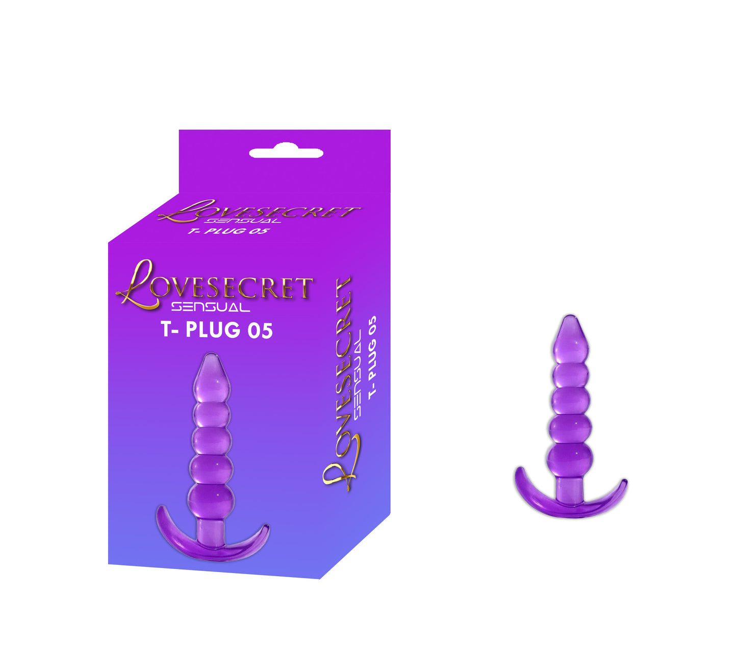 Lovesecret Sensual LS14 T-Plug 05 Paars – Anal Plug – 12 cm – Zachte & Veilige TPE – Voor Beginners – T-vormige Basis