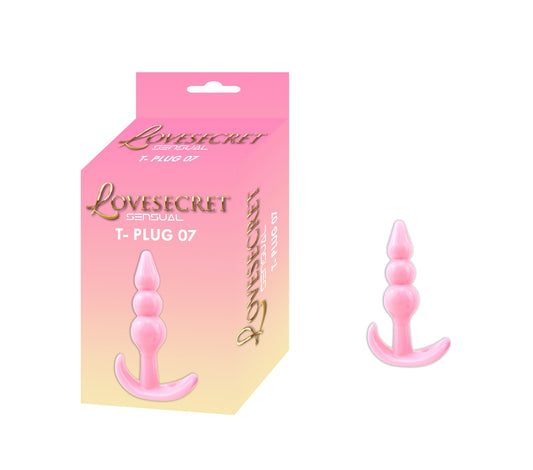 Lovesecret Sensual LS16 T-Plug 07 Roze – Anal Plug – 9,3 cm – Zachte & veilige  TPE – Voor Beginners – T-vormige Basis