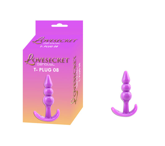 Lovesecret Sensual LS17 T-Plug 08 Paars – Anal Plug – 9,3 cm – Zachte & Veilige TPE – Voor Beginners – T-vormige Basis