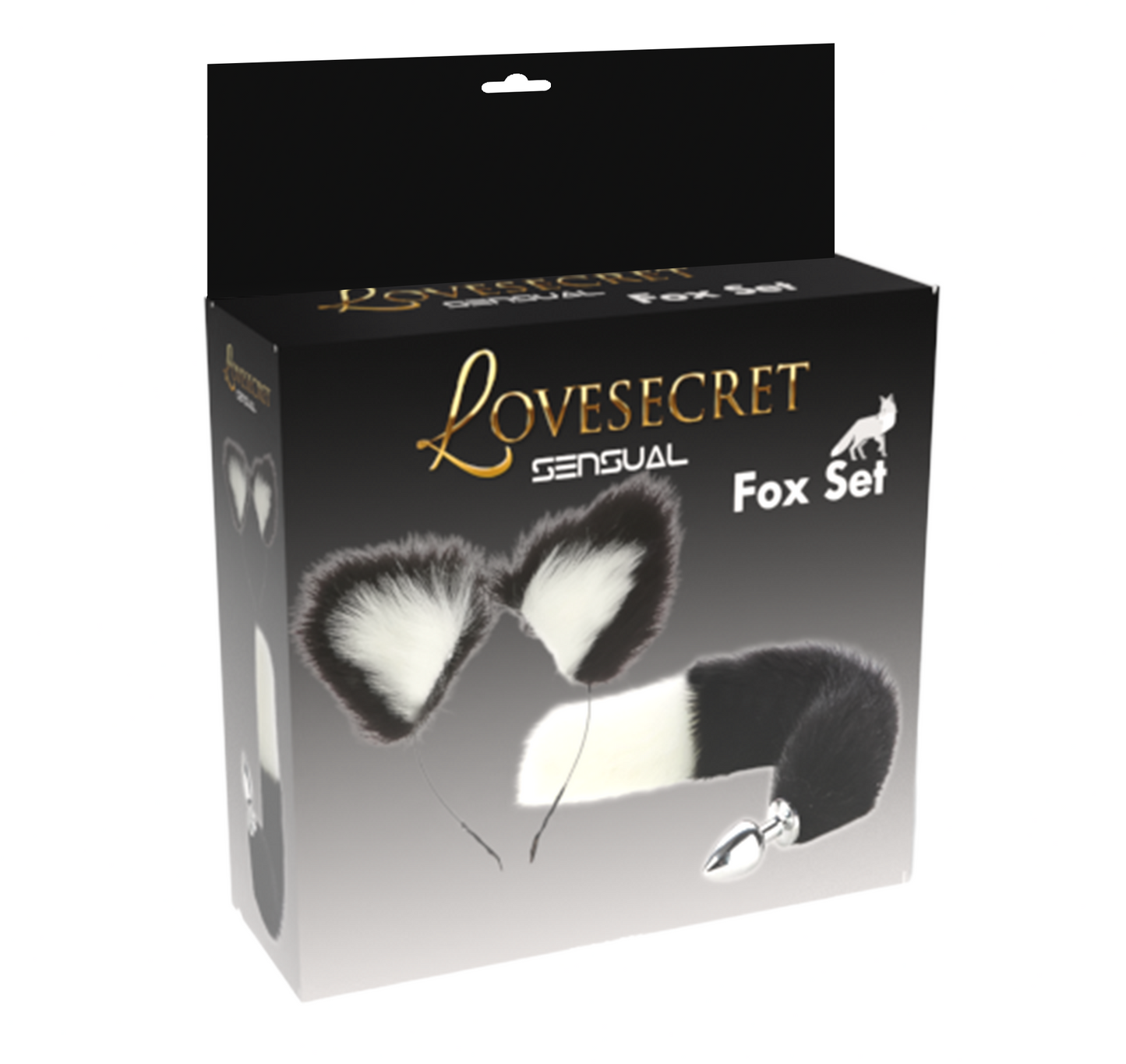 Lovesecret Sensual – LS46 Fox Set Black / White – Fox Tail Plug & Fox Ears Gift Box