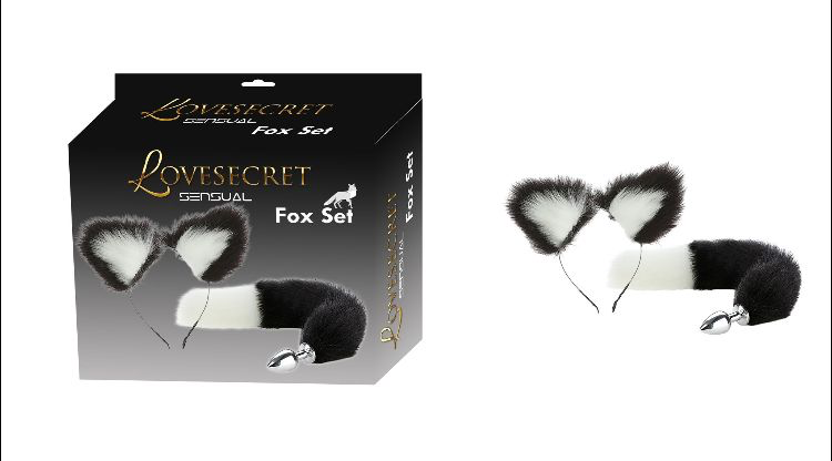 Lovesecret Sensual – LS46 Fox Set Black / White – Fox Tail Plug & Fox Ears Gift Box