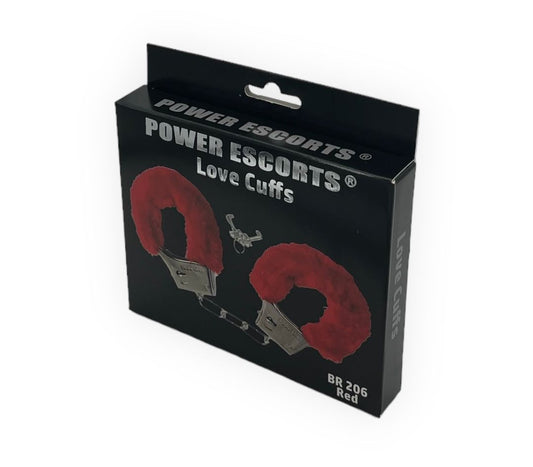 Power Escorts Furry Hand cuffs Red - BR206 Red - Colour Box