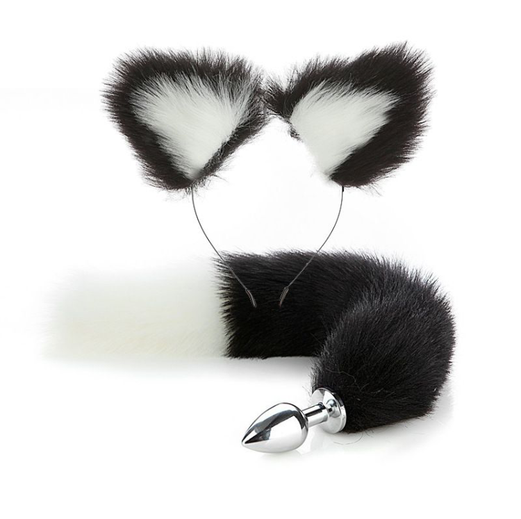 Lovesecret Sensual – LS46 Fox Set Black / White – Fox Tail Plug & Fox Ears Gift Box