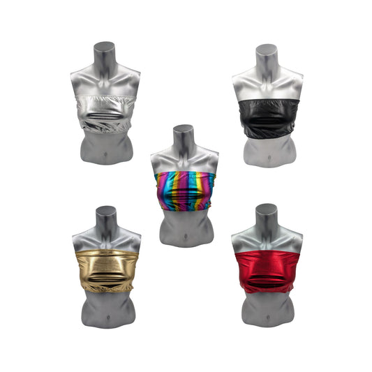 Kinky Glossy Strapless Slim Top Mix 5 Pack - 5 different colours