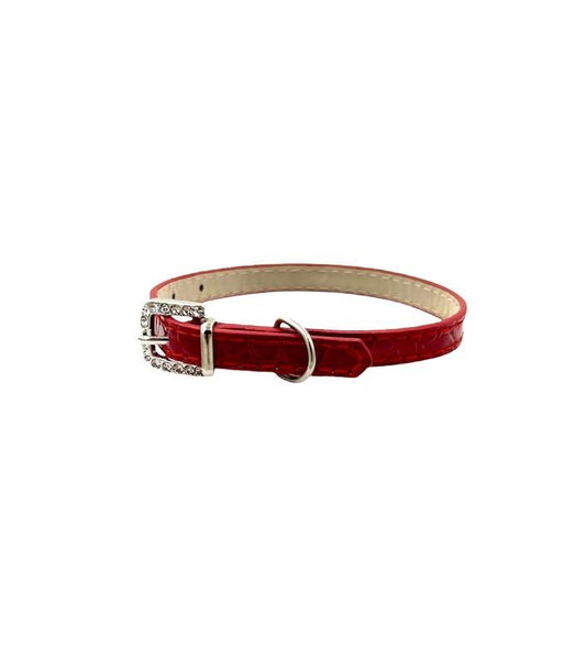 Kattenhalsband / Kleine Hond Halsband - Rood - Diameter 8 CM - Lengte 30 CM - Breedte 1 CM - Gesp Met Luxe Diamanten Look