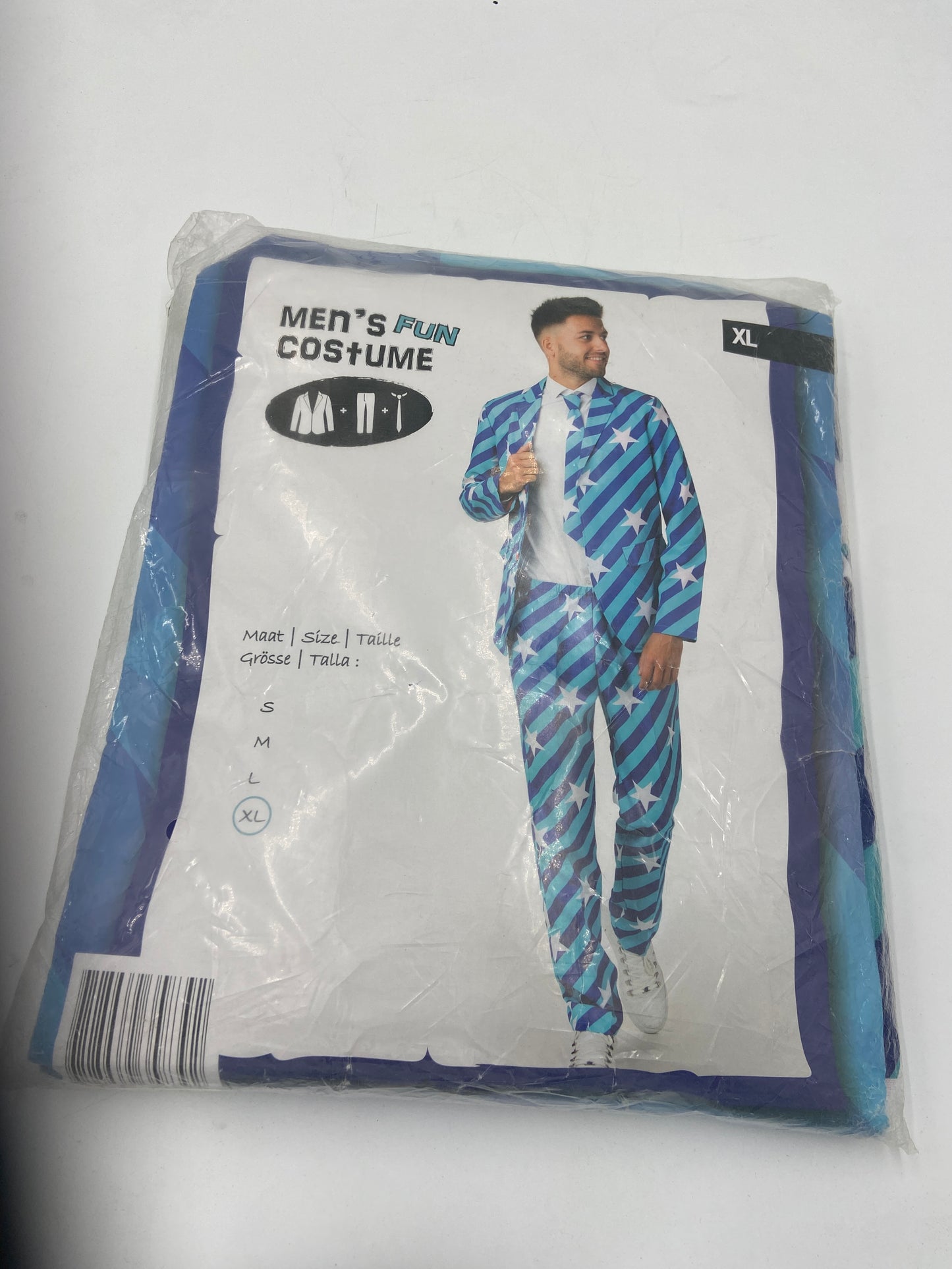 Kinky Mannen Verkleedset – Blauw Kostuum met Witte Sterren – Broek, Blazer & Stropdas