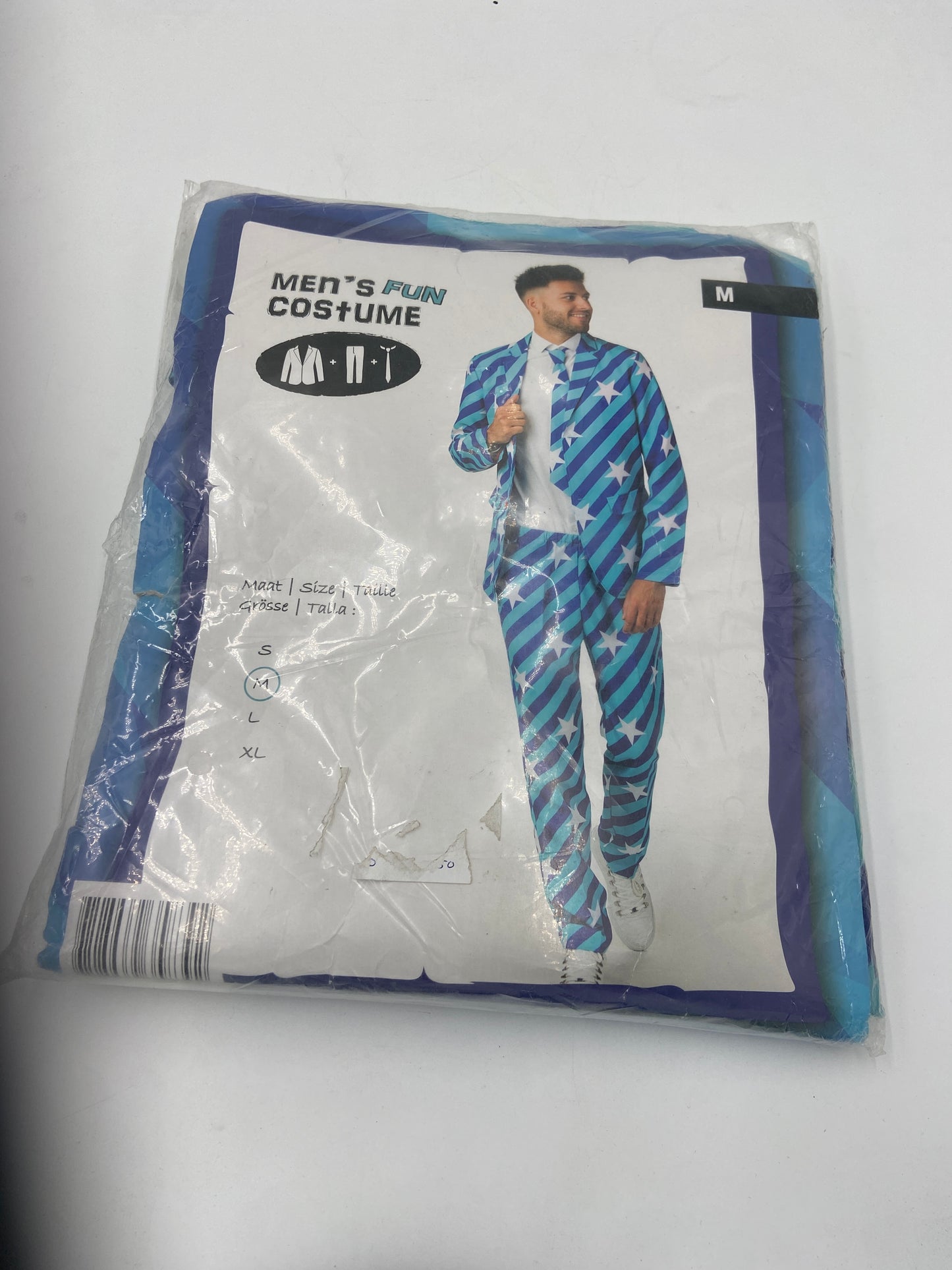 Kinky Mannen Verkleedset – Blauw Kostuum met Witte Sterren – Broek, Blazer & Stropdas