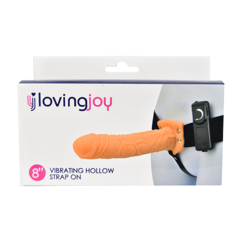 Loving Joy - 8 Inch Vibrating Hollow Strap On Vanilla - 20 CM - N11682