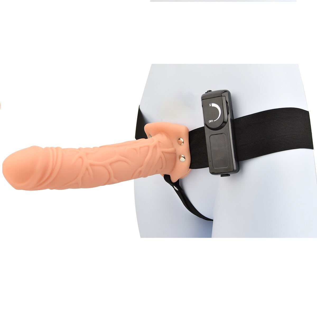 Loving Joy - 8 Inch Vibrating Hollow Strap On Vanilla - 20 CM - N11682