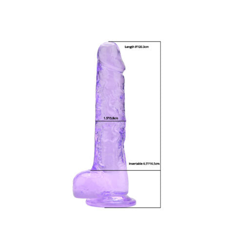 Loving Joy - 8 Inch Insertable Purple Realistic Dildo With Balls - 21,5 CM - N12310