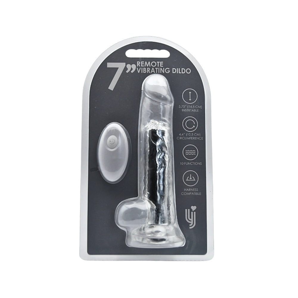 Loving Joy - 7 Inch Remote Vibrating Realistic Clear Dildo - 19 CM - Strong blister - usb rechargeable