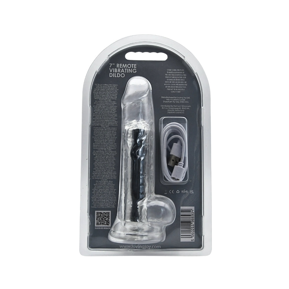 Loving Joy - 7 Inch Remote Vibrating Realistic Clear Dildo - 19 CM - Strong blister - usb rechargeable