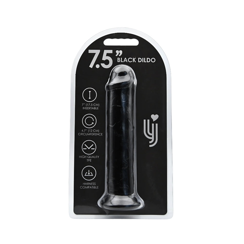 Loving Joy - 7.5 Inch Realistic Dildo Suction Cup Black - 20 Cm Strong Blister