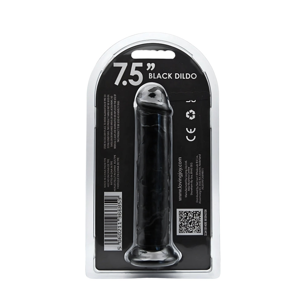 Loving Joy - 7.5 Inch Realistic Dildo Suction Cup Black - 20 Cm Strong Blister