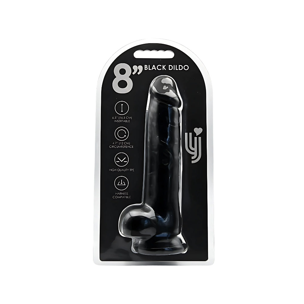 Loving Joy - 8 Inch Realistic Dildo with Balls Black - 21,5 Cm Strong Blister