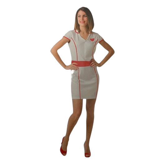 Kinky Verpleegster Kostuum – Wit/Rood Jurkje met Diadeem