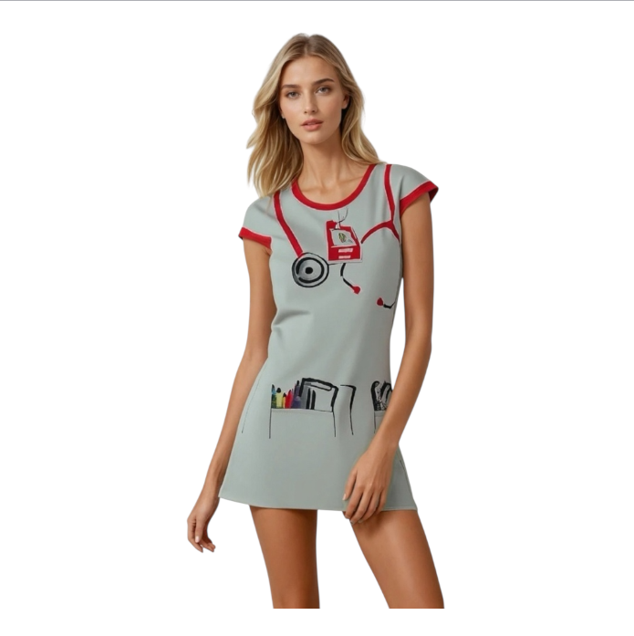 Sexy Verpleegsterskostuum – Witte Roleplay Jurk met Muts – S / M / L – Lingerie Outfit voor Vrouwen