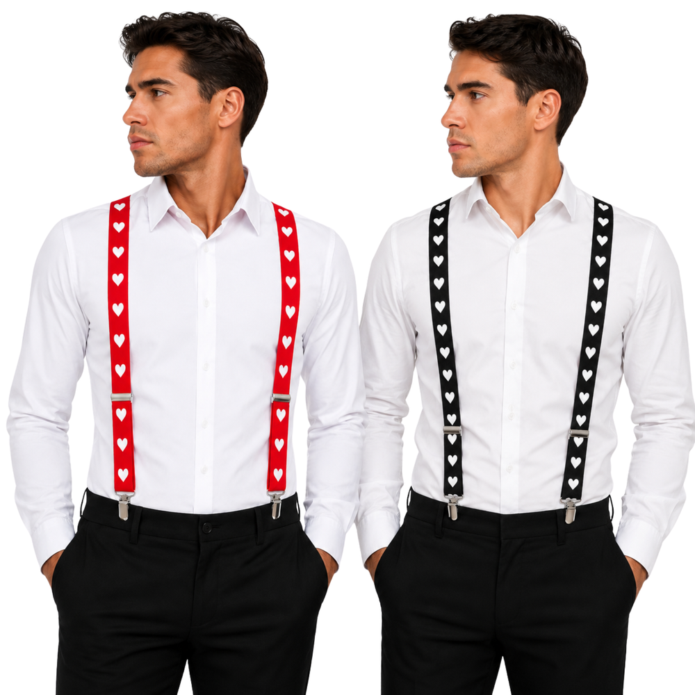 Bretels Suspender Hearts – Zwart & Rood