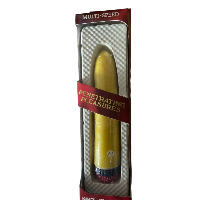 Gele Gladde Realistische Vibrator – 18 cm – Werkt op 2 AA-batterijen – Verpakt in Windowbox (Copy)