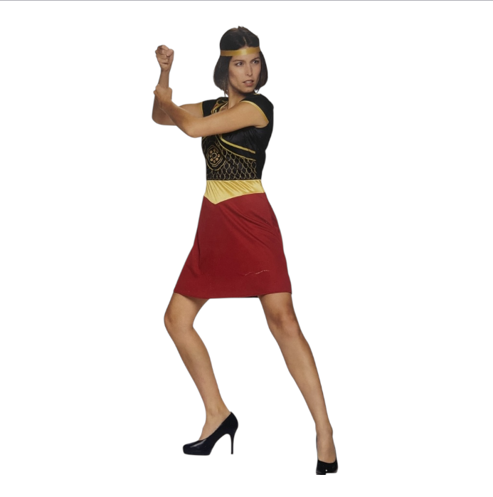 Roman Knight Verkleedjurk – Goud/Zwart/Rood – Rollenspel &amp; Party Dress-up Set – Inclusief Gouden Hoofdband – Maten S / M / L