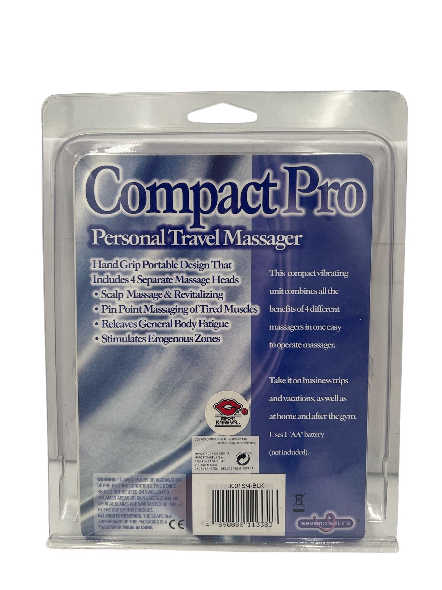 Trendy Deals - Compact Pro 4 Heads Personal Travel Massager - Pocket Rocket Silver