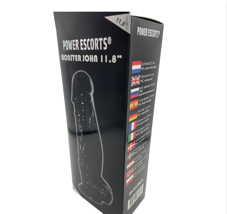 Power Escorts - BR227 Black - Monster John XL Mega Realistic Dildo 30 CM / 11,8 Inch