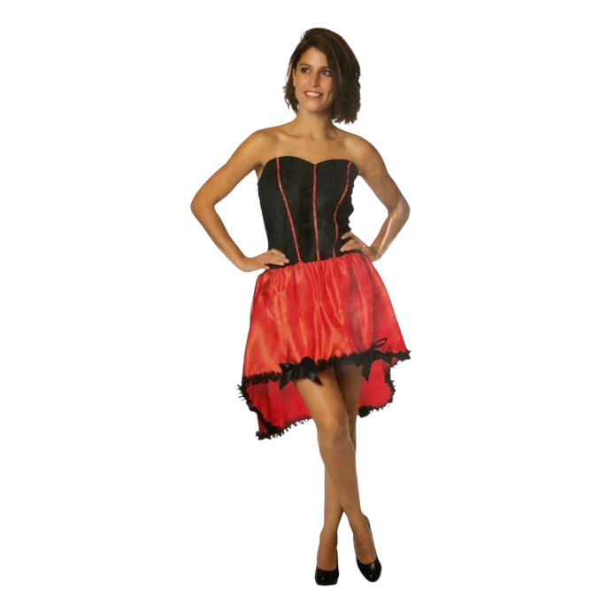 Kinky Spaanse Flamingo Jurk – Rood & Zwart Strapless Corset achtig top  voor Feest, Carnaval &amp; Rollenspel