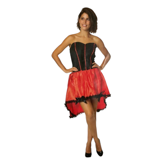 Kinky Spaanse Flamingo Jurk – Rood & Zwart Strapless Corset achtig top  voor Feest, Carnaval &amp; Rollenspel