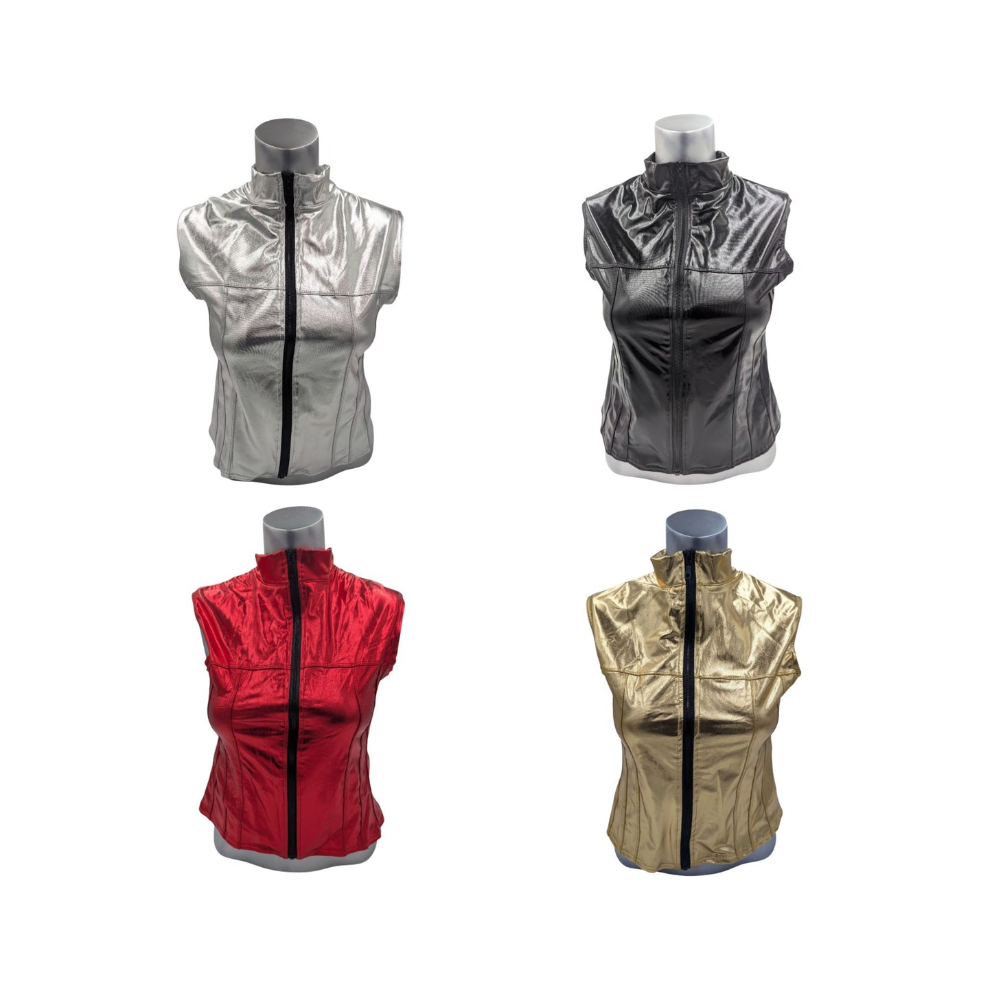Glossy Kinky Bodywarmer With Zipper Mix 4 Pack - 4 Different Colours