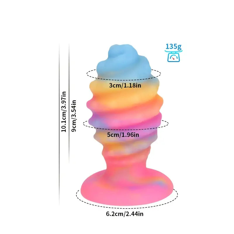 XXLtoys – Rainbow Ripple Siliconen Buttplug – Medium (135g)