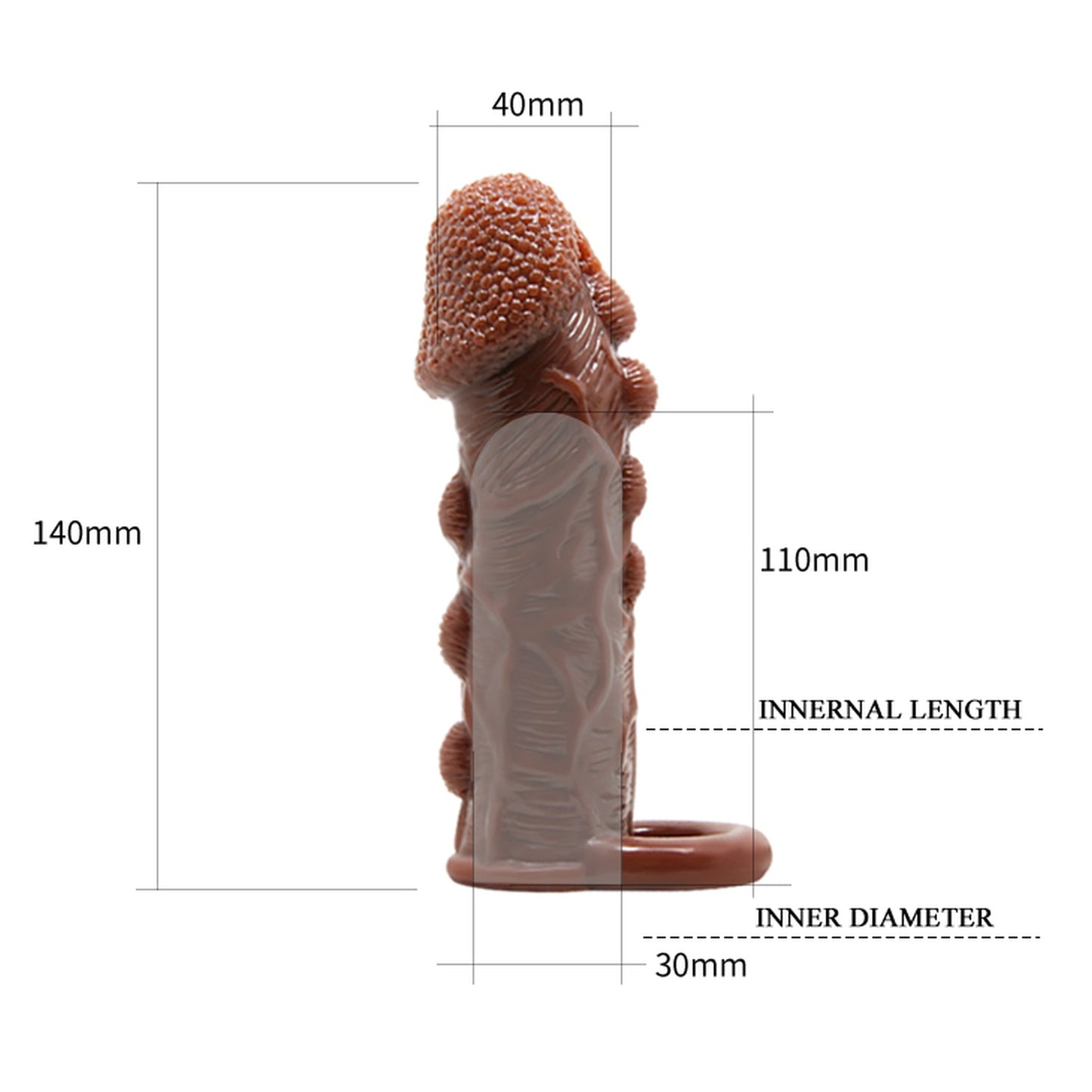 Baile  Penissleeve Bruin 14 cm – Diameter 3 cm – Penis Extender met Structuur