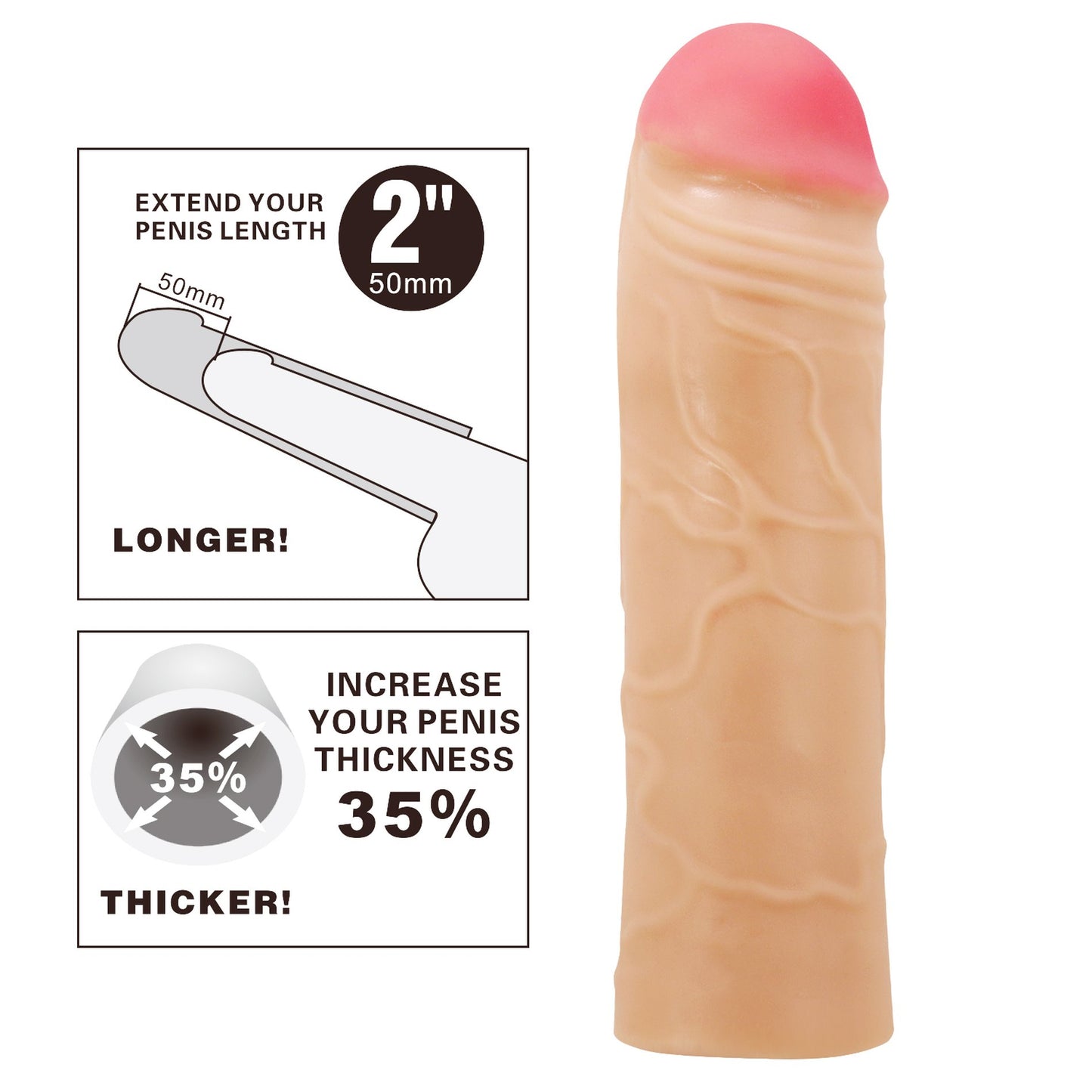 Baile - BI-026254 - Penis Sleeve Flesh 18 Cm Dia 3,7 Cm Inner Dia 2,44 Cm - Extender