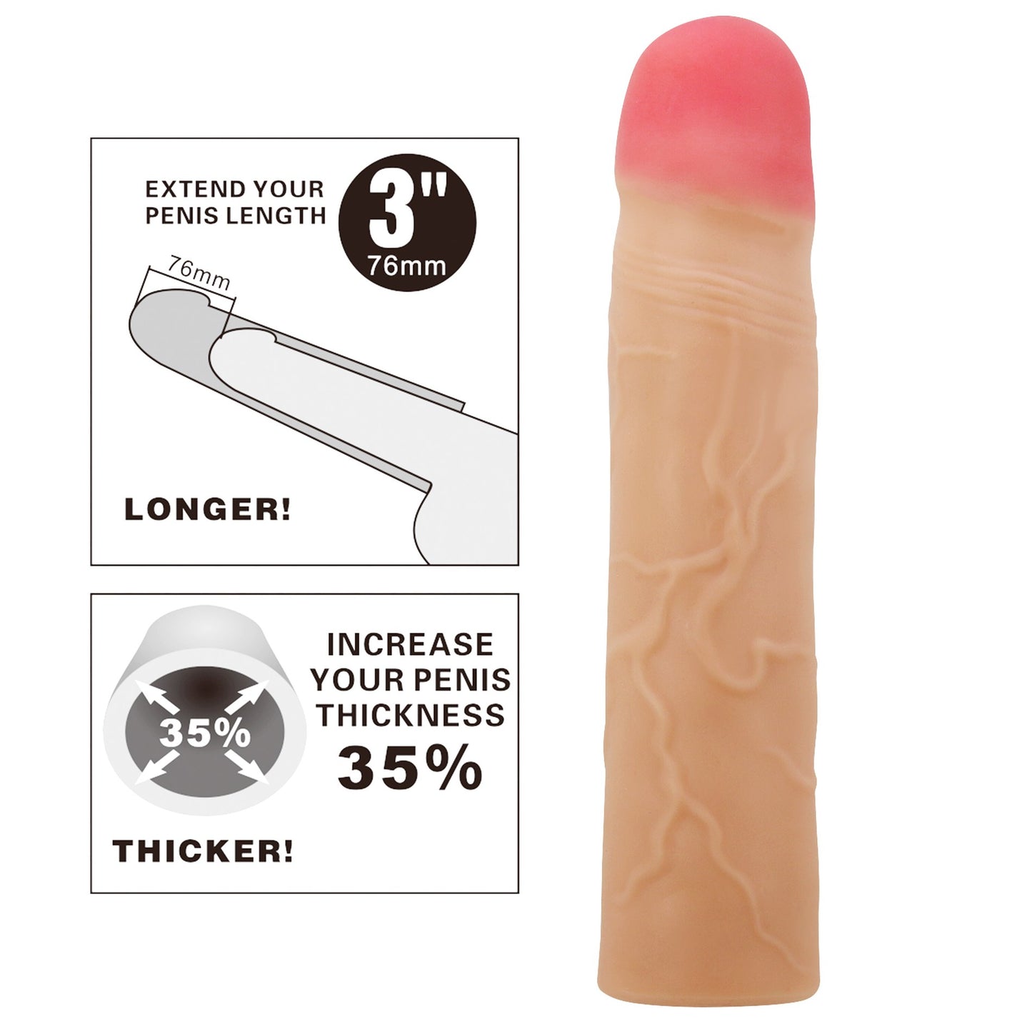 PRETTY LOVE Kylian Flesh Extension Sleeve – Verlengt tot 7,6 cm