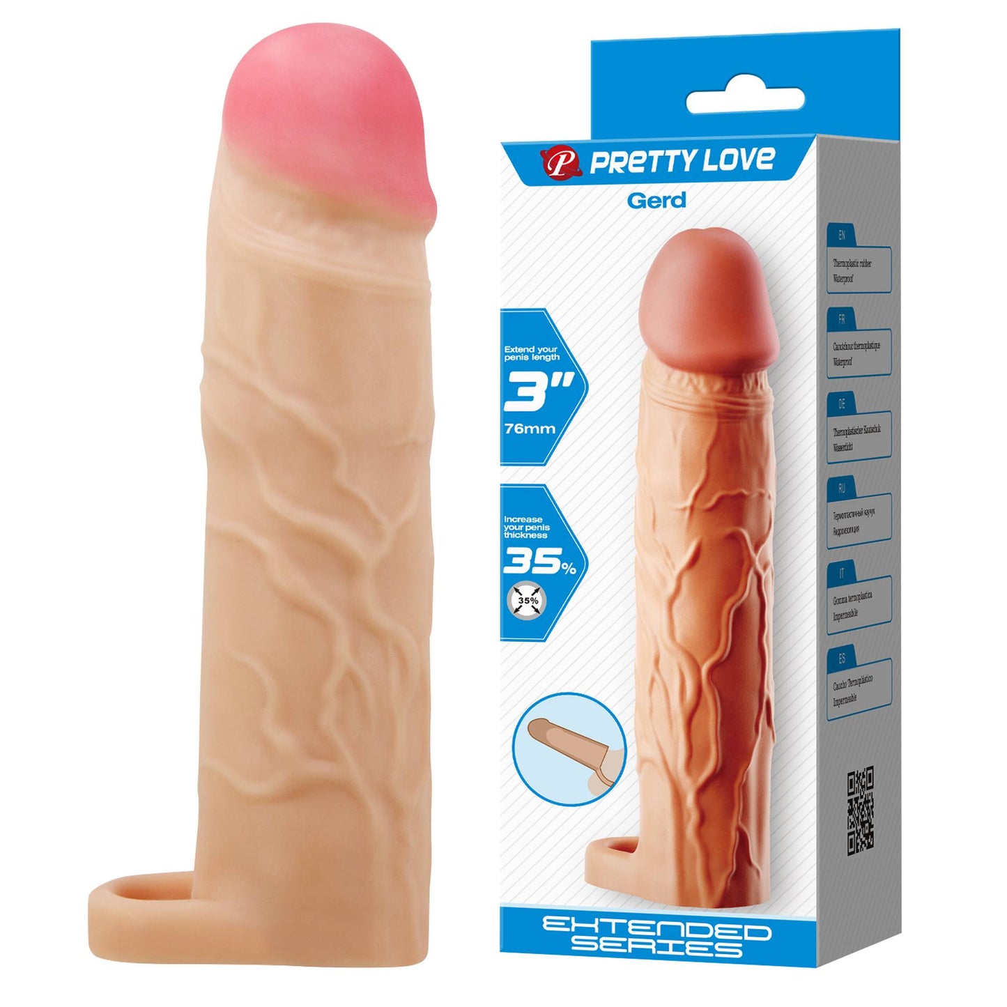 Pretty Love Gerd Penissleeve – 19,5 cm – Ø 4 cm – +7,6 cm Verlenging