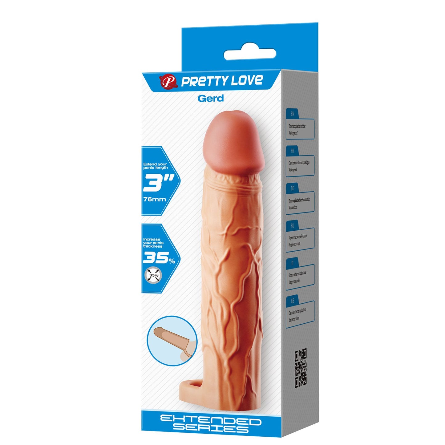 Pretty Love Gerd Penissleeve – 19,5 cm – Ø 4 cm – +7,6 cm Verlenging