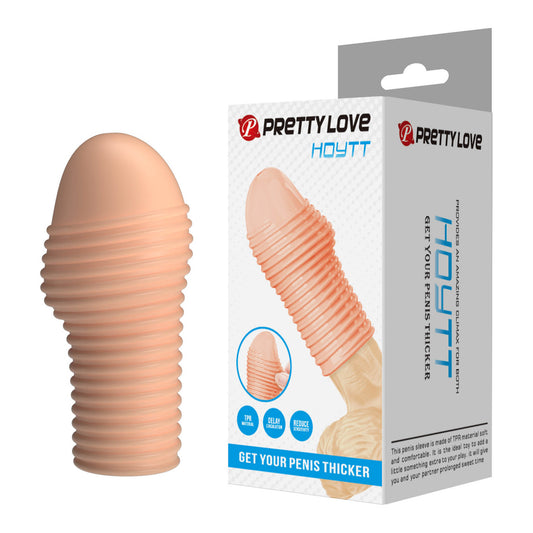 Pretty Love BI-026291 Huel Penis Sleeve – Huidskleur – Flexibele Verlengdesleeve