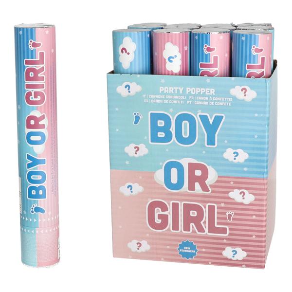 Party Popper Boy Or Girl Confetti - Gender Reveal Party Display 12 Pcs - 30 CM Confetti Kanon