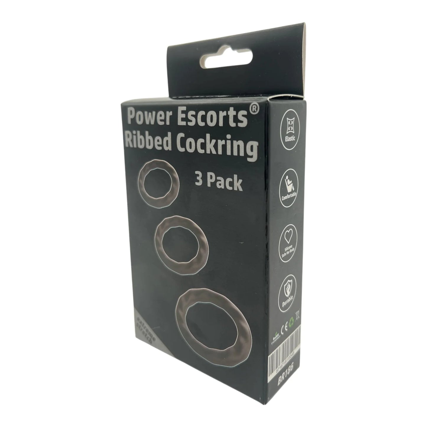 Power Escorts - BR186 - Ribbed Cockring - 3 Pack Cockring Set