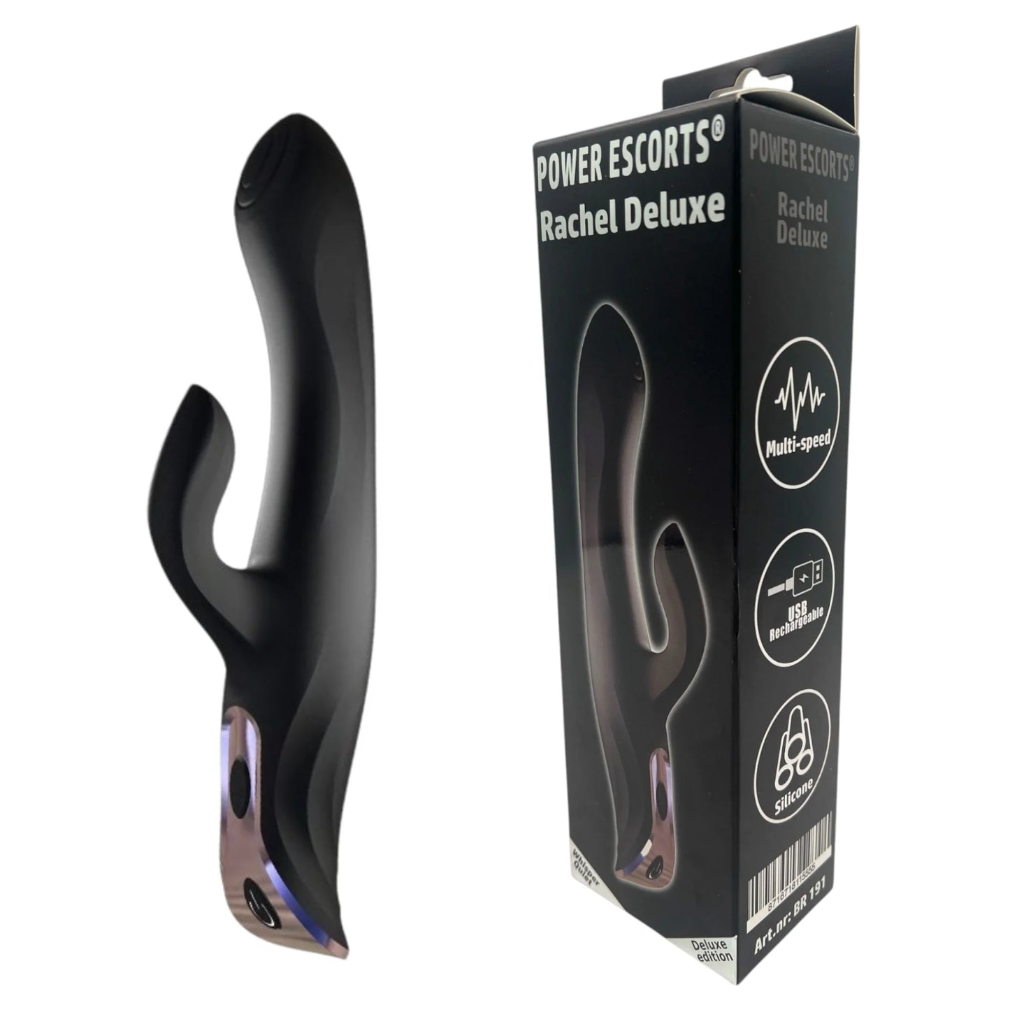 Power Escorts - Rachel Deluxe Design Multi-Speed Vibrator - Black