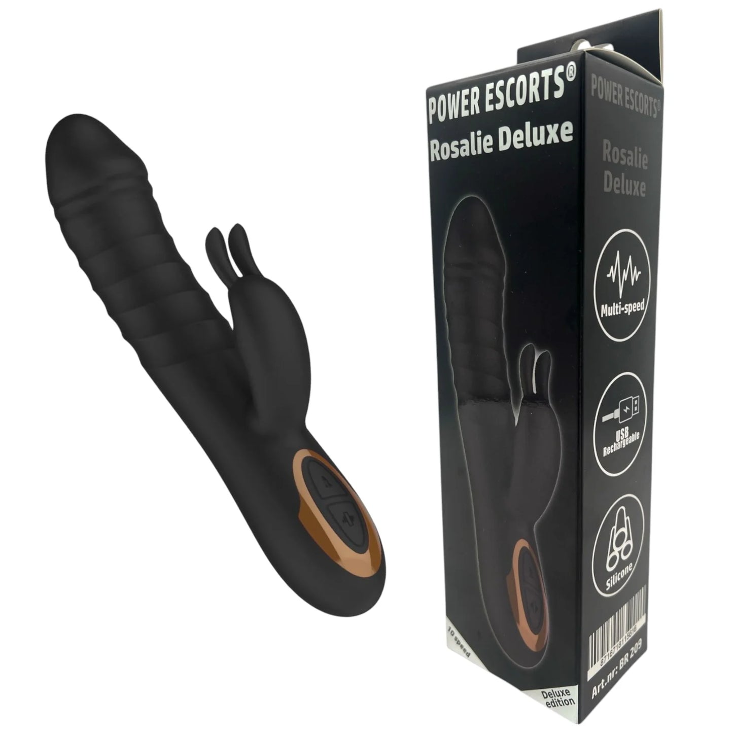 Power Escorts - Rosalie Deluxe - Rechargeable Rabbit Vibrator - Silicone