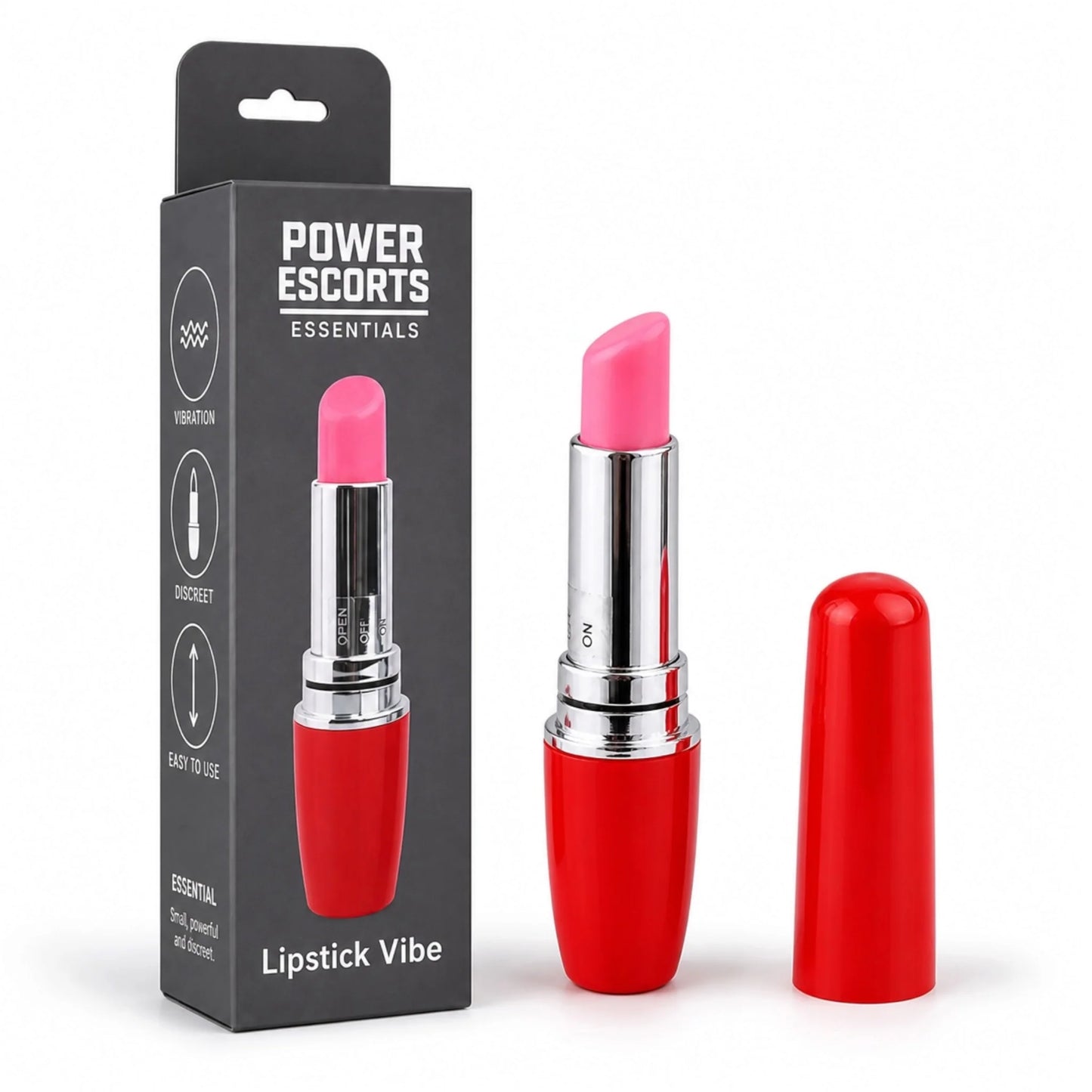 Power Escorts Lipstick Vibrator Rood – Discreet Mini Vibe Compact & Krachtig