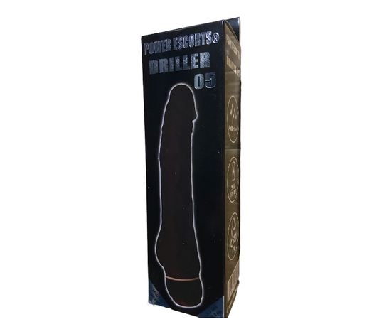 Power Escorts BR37 Black - Driller 05 - Realistic Vibrator - In Flesh Colour Box with Black Colour Sticker
