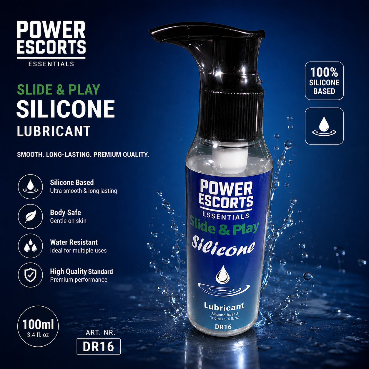 Power Escorts – Slide & Play Silicone Glijmiddel 100 ml